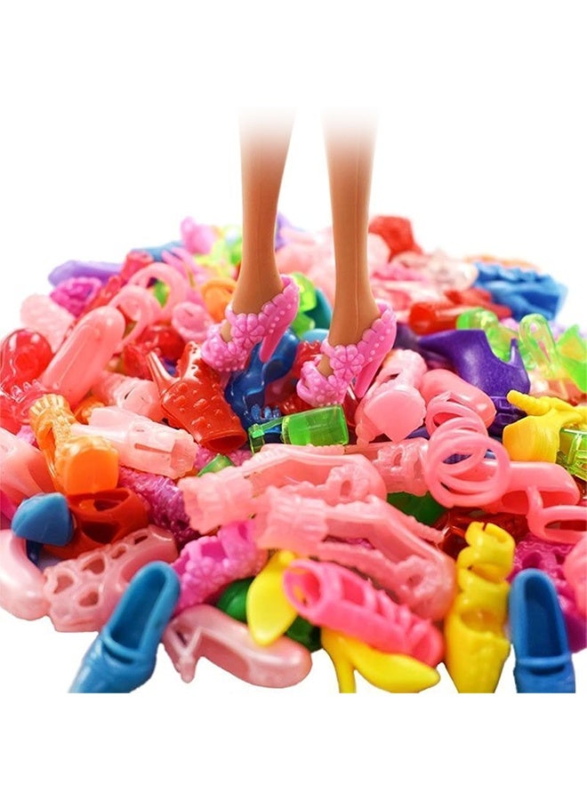 32Pcs Barbie Doll Clothes Bundle Dresses Shoes Crown, necklace Set Lot Accessories Girl Gift Fashion Design Kit for 30cm Doll Colorful Unique Doll Stuff - Image 3